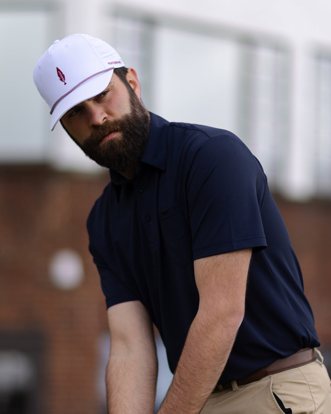 solid navy golf polo