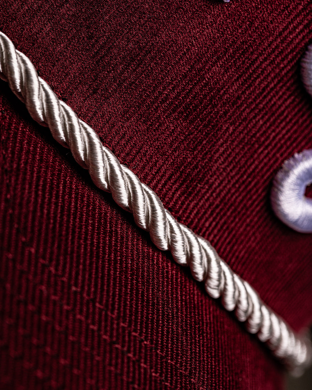 up close shot of feather and hide corduroy