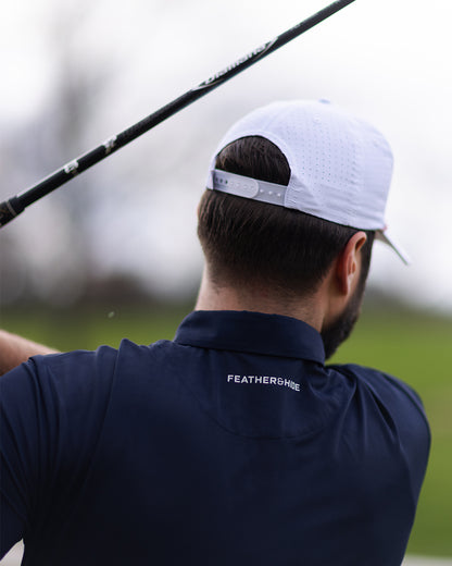 Solid navy golf polo