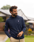 Affordable navy golf hoodie by feather and hide